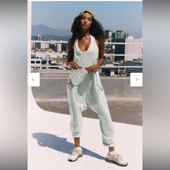 Free People FP Movement Pistachio Slouchy Harem Jumpsuit Hot Shot Onesie Size XS - Picture 1 of 16